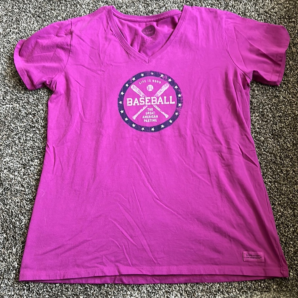 Women’s Size Large Life is Good Crusher T-shirt Baseball